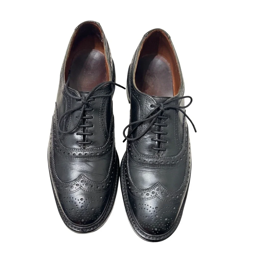 Allen Edmonds McAllister Wingtip Oxford Mens 10 D Black Good‎ Brogue 4005